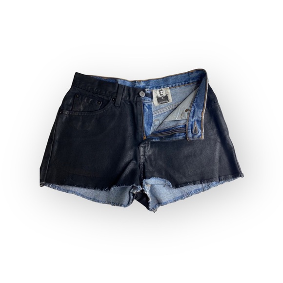 new LF Furst of a Kind ★ Levi's® 517’s® ★ Black Coated Cut Off Denim Shorts ★ - Picture 2 of 16